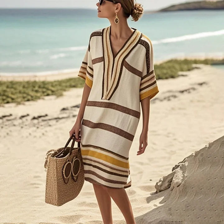 Loria | Striped Kaftan Summer Dress