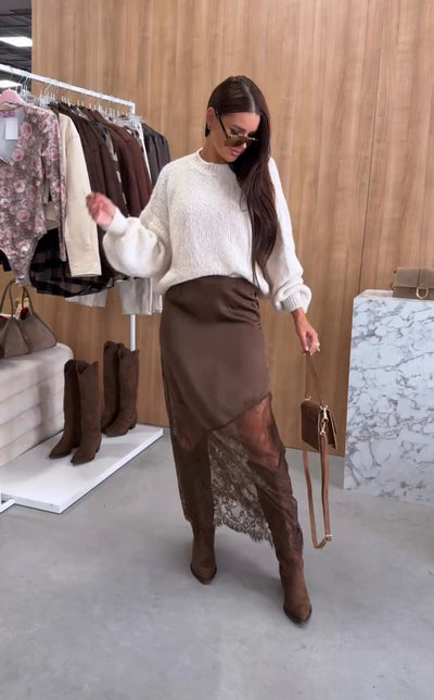 Eleganter Satinspitzen-Rock