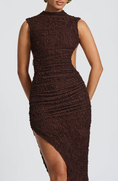 Soraya™ | Textured Asymmetric Midi Dress