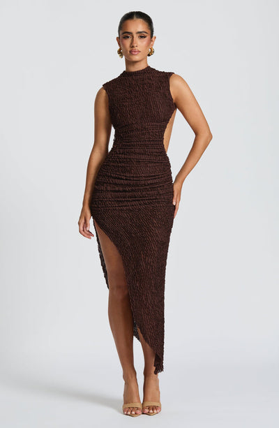 Soraya™ | Textured Asymmetric Midi Dress