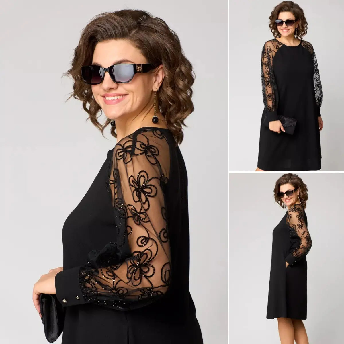 Elegantes schwarzes, Spitzenkleid