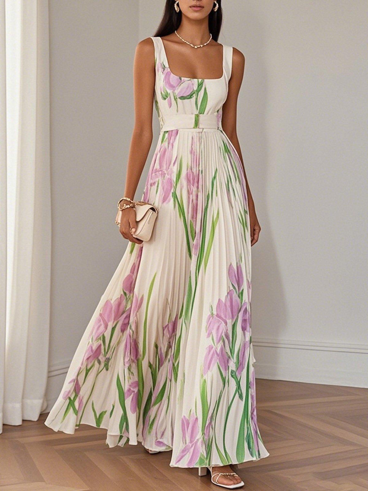 Elara™ | Floral Chiffon Maxi Dress