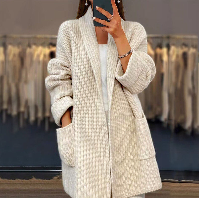 Kiandra – Gestrickte Wollstrickjacke mit Taschen