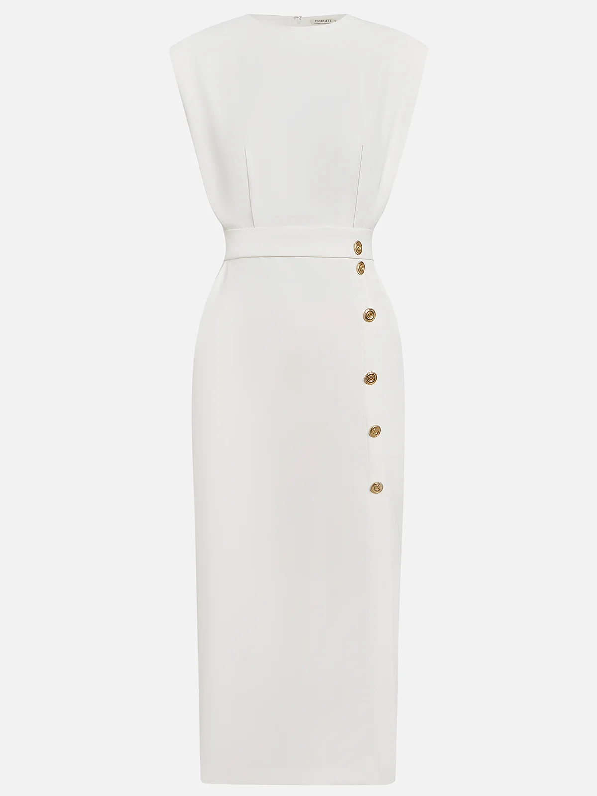Malene™ | Solides Midikleid mit Knopfschlitz und Rundhalsausschnitt