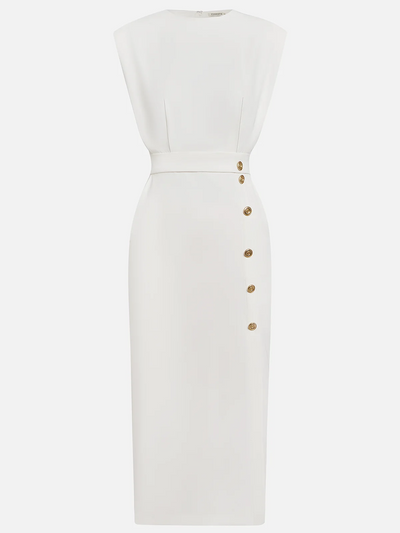 Malene™ | Solides Midikleid mit Knopfschlitz und Rundhalsausschnitt