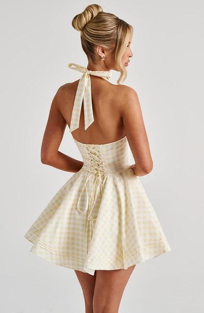 Amelie™ | Gingham Halter Mini Dress