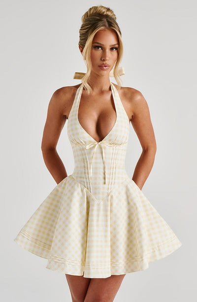 Amelie™ | Gingham Halter Mini Dress