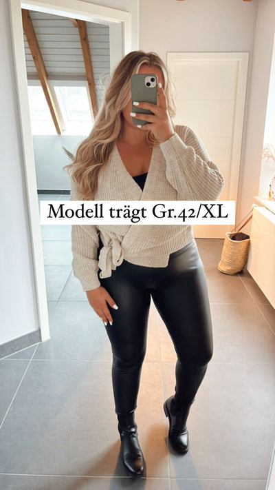 🖤 Lederlook-Leggings Schwarz – High-Waist & Figurformend