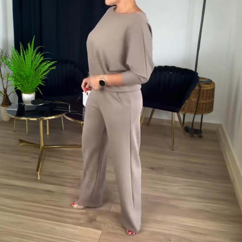 Elegantes 3-teiliges Set mit langer Strickjacke, Top und Hose