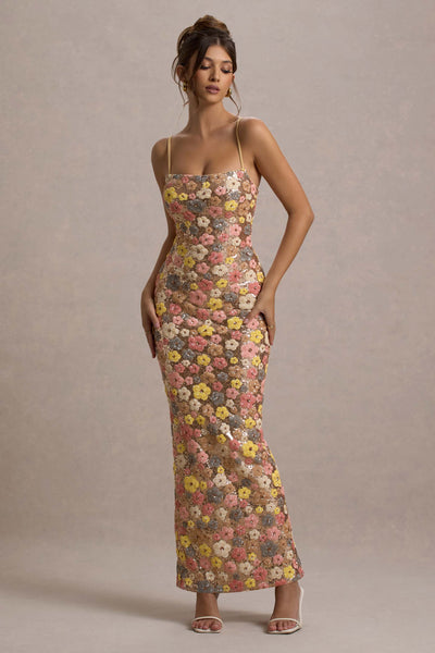 Sienna™ | Sequin Floral Maxi Dress