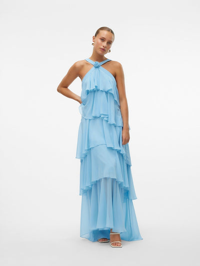 Vera™ | Layered Plum Ruffle Maxi Dress