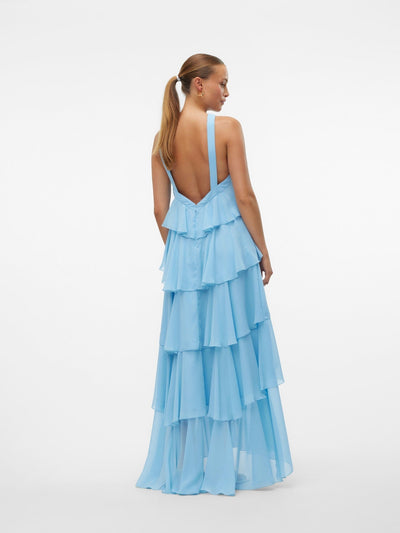 Vera™ | Layered Plum Ruffle Maxi Dress
