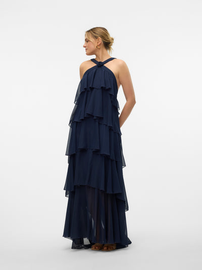 Vera™ | Layered Plum Ruffle Maxi Dress