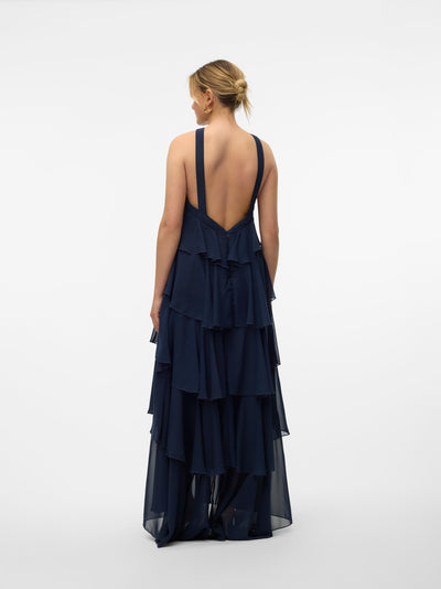 Vera™ | Layered Plum Ruffle Maxi Dress