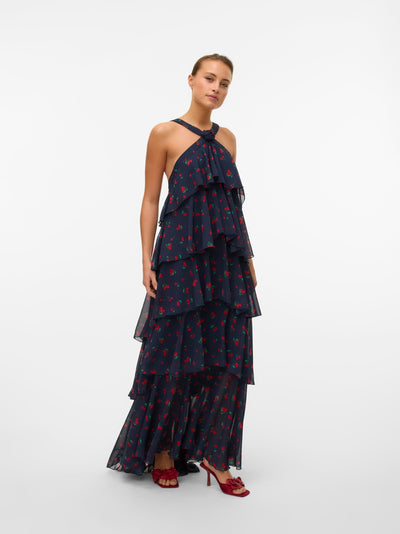 Vera™ | Layered Plum Ruffle Maxi Dress