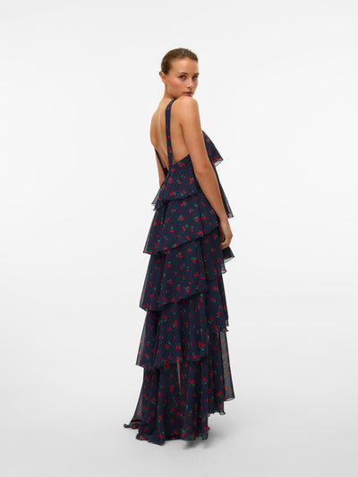 Vera™ | Layered Plum Ruffle Maxi Dress