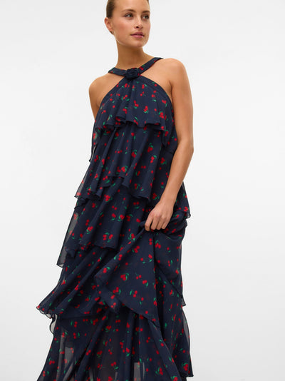 Vera™ | Layered Plum Ruffle Maxi Dress
