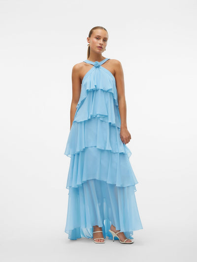 Vera™ | Layered Plum Ruffle Maxi Dress