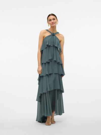 Vera™ | Layered Plum Ruffle Maxi Dress