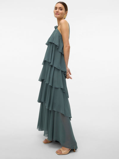 Vera™ | Layered Plum Ruffle Maxi Dress