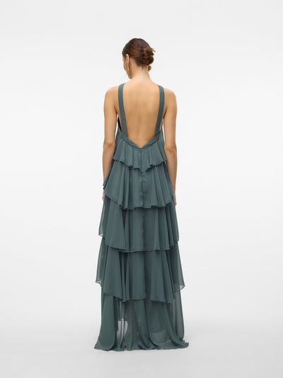 Vera™ | Layered Plum Ruffle Maxi Dress