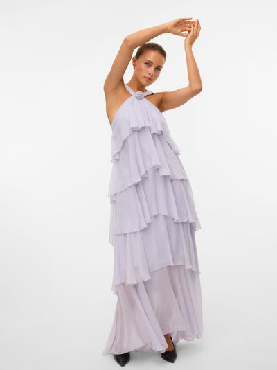 Vera™ | Layered Plum Ruffle Maxi Dress