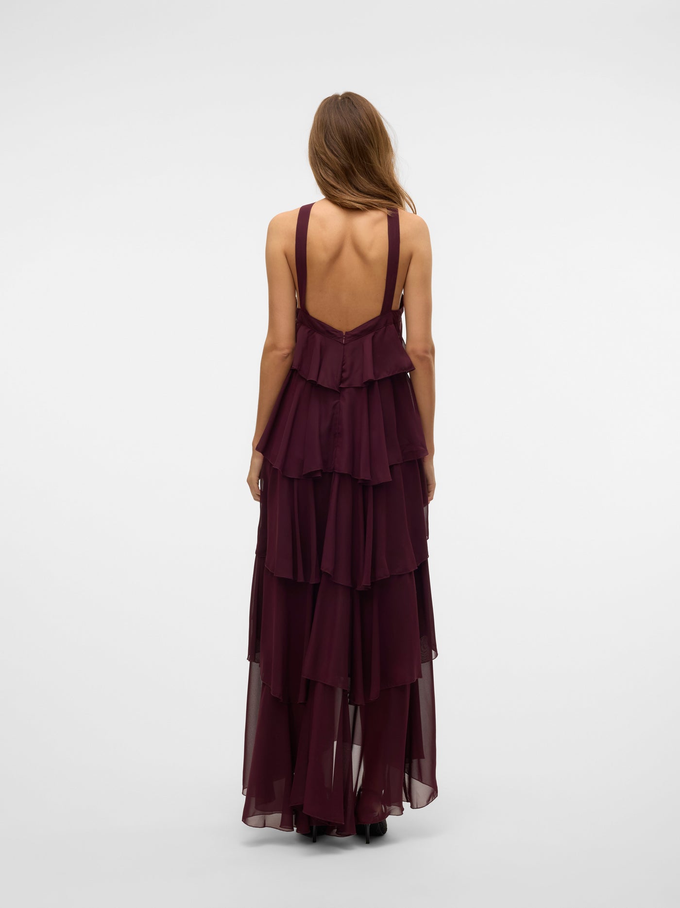 Vera™ | Layered Plum Ruffle Maxi Dress