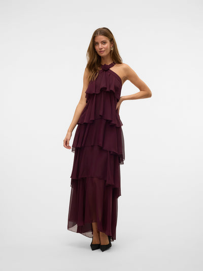 Vera™ | Layered Plum Ruffle Maxi Dress
