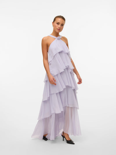 Vera™ | Layered Plum Ruffle Maxi Dress