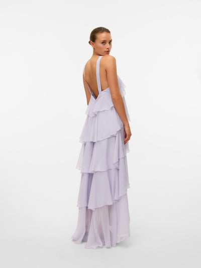 Vera™ | Layered Plum Ruffle Maxi Dress