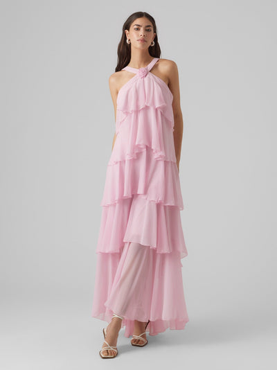 Vera™ | Layered Plum Ruffle Maxi Dress