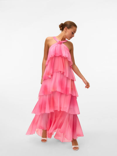 Vera™ | Layered Plum Ruffle Maxi Dress