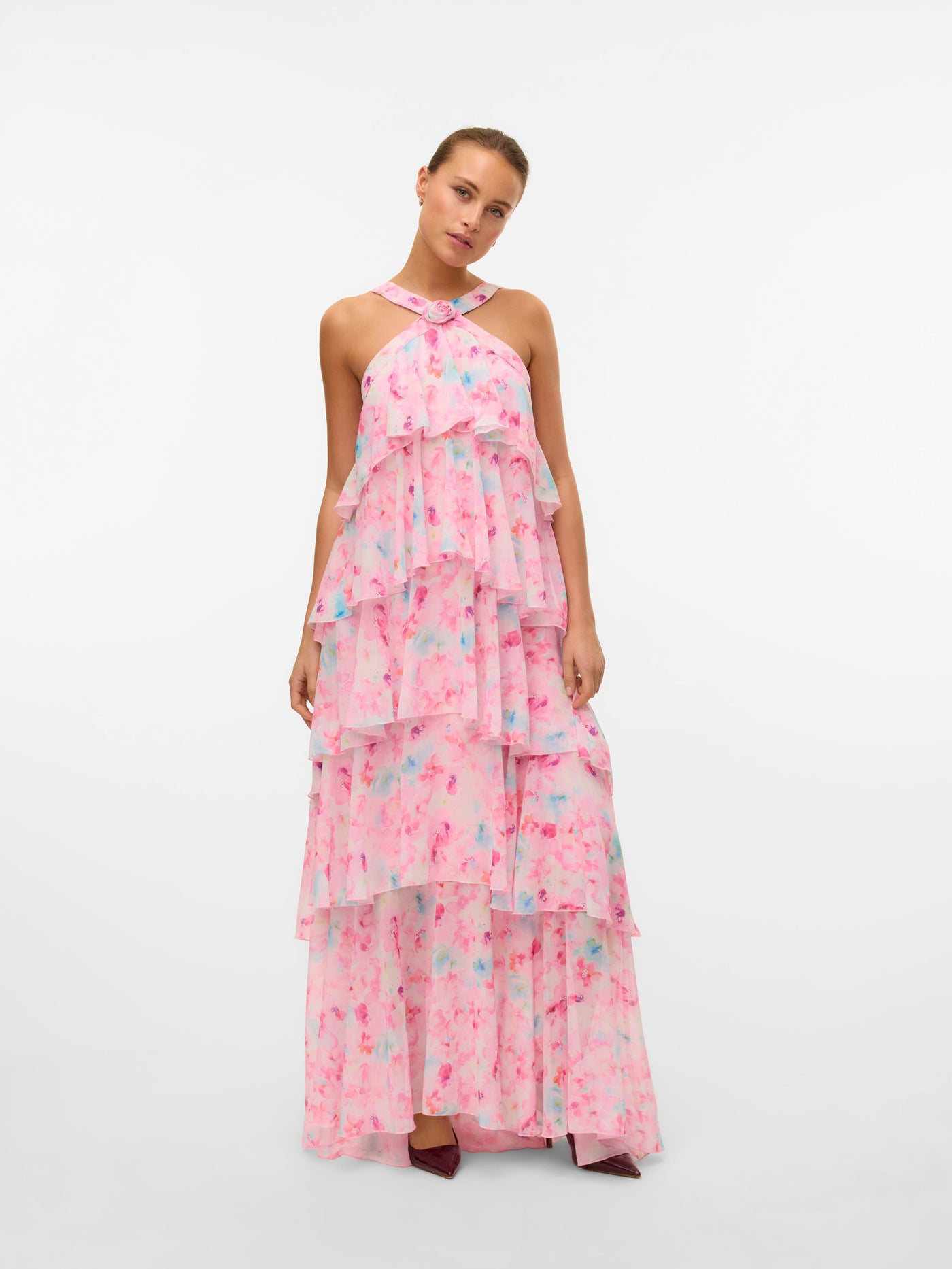 Vera™ | Layered Plum Ruffle Maxi Dress
