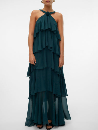 Vera™ | Layered Plum Ruffle Maxi Dress