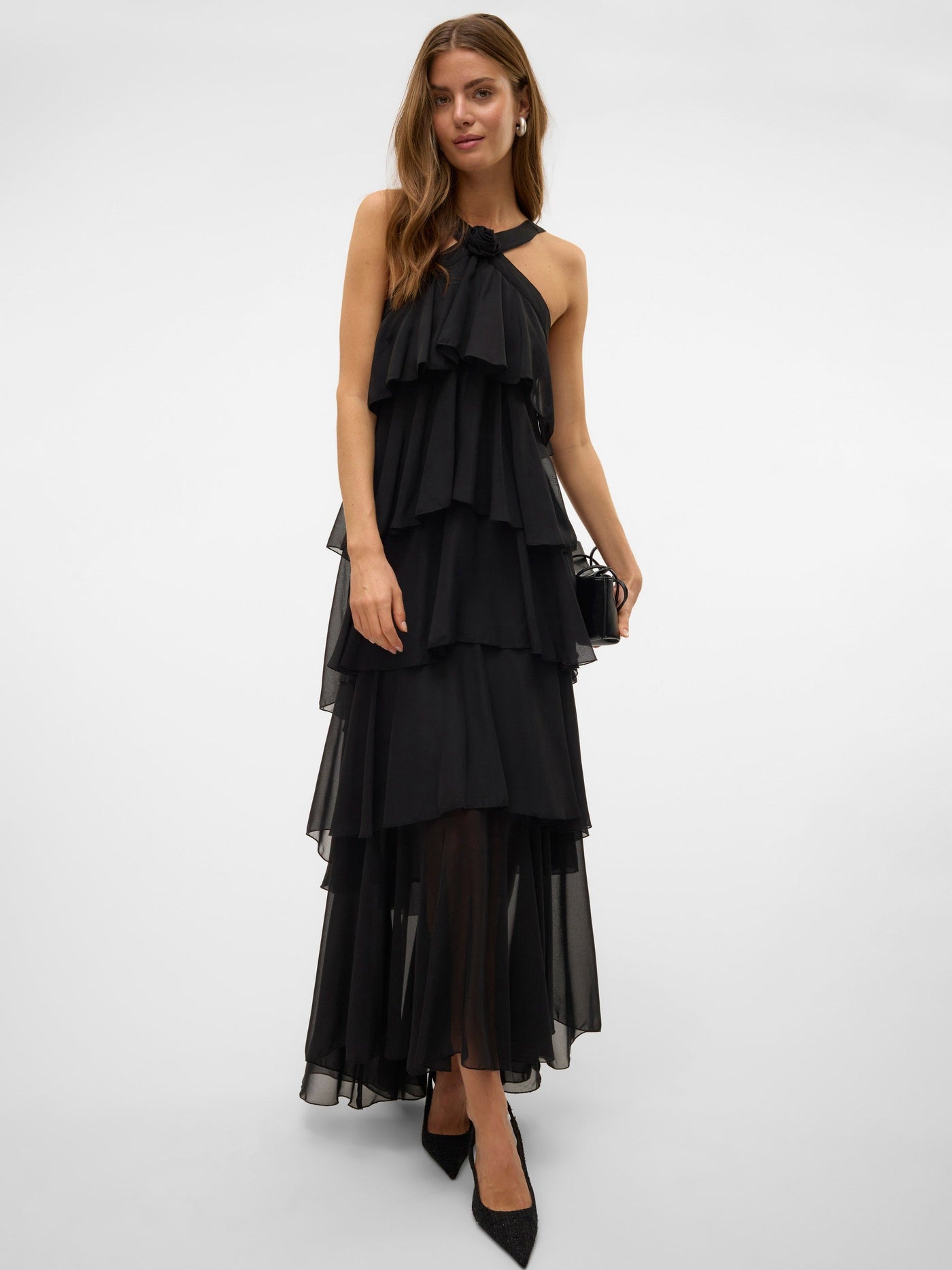 Vera™ | Layered Plum Ruffle Maxi Dress