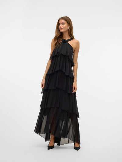 Vera™ | Layered Plum Ruffle Maxi Dress