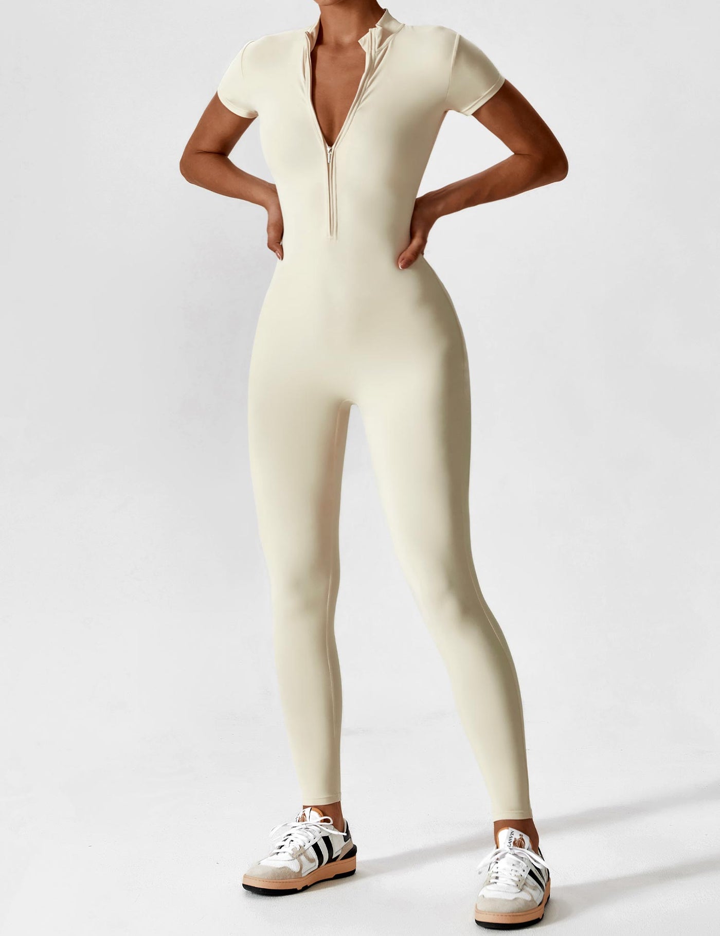 SleekFit Langarm-Jumpsuit mit Reißverschluss