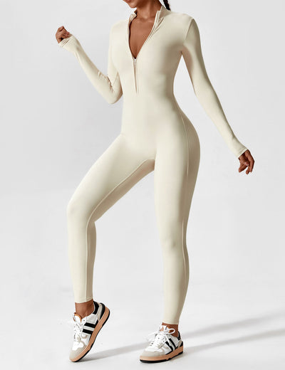 SleekFit Langarm-Jumpsuit mit Reißverschluss