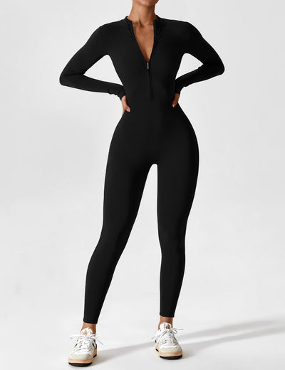 SleekFit Langarm-Jumpsuit mit Reißverschluss