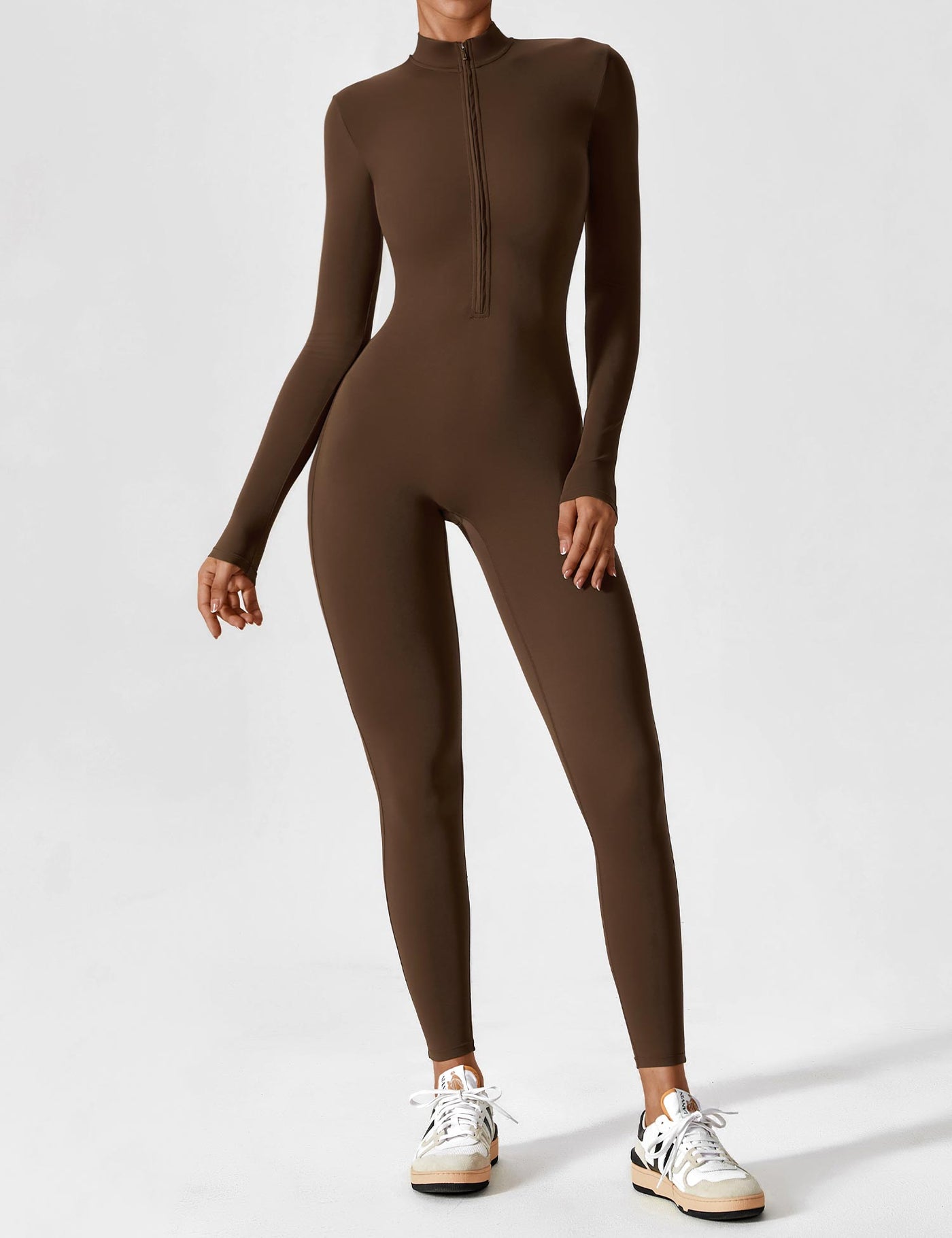 SleekFit Langarm-Jumpsuit mit Reißverschluss