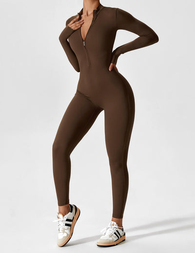 SleekFit Langarm-Jumpsuit mit Reißverschluss