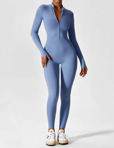 SleekFit Langarm-Jumpsuit mit Reißverschluss