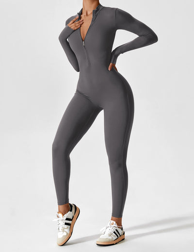 SleekFit Langarm-Jumpsuit mit Reißverschluss