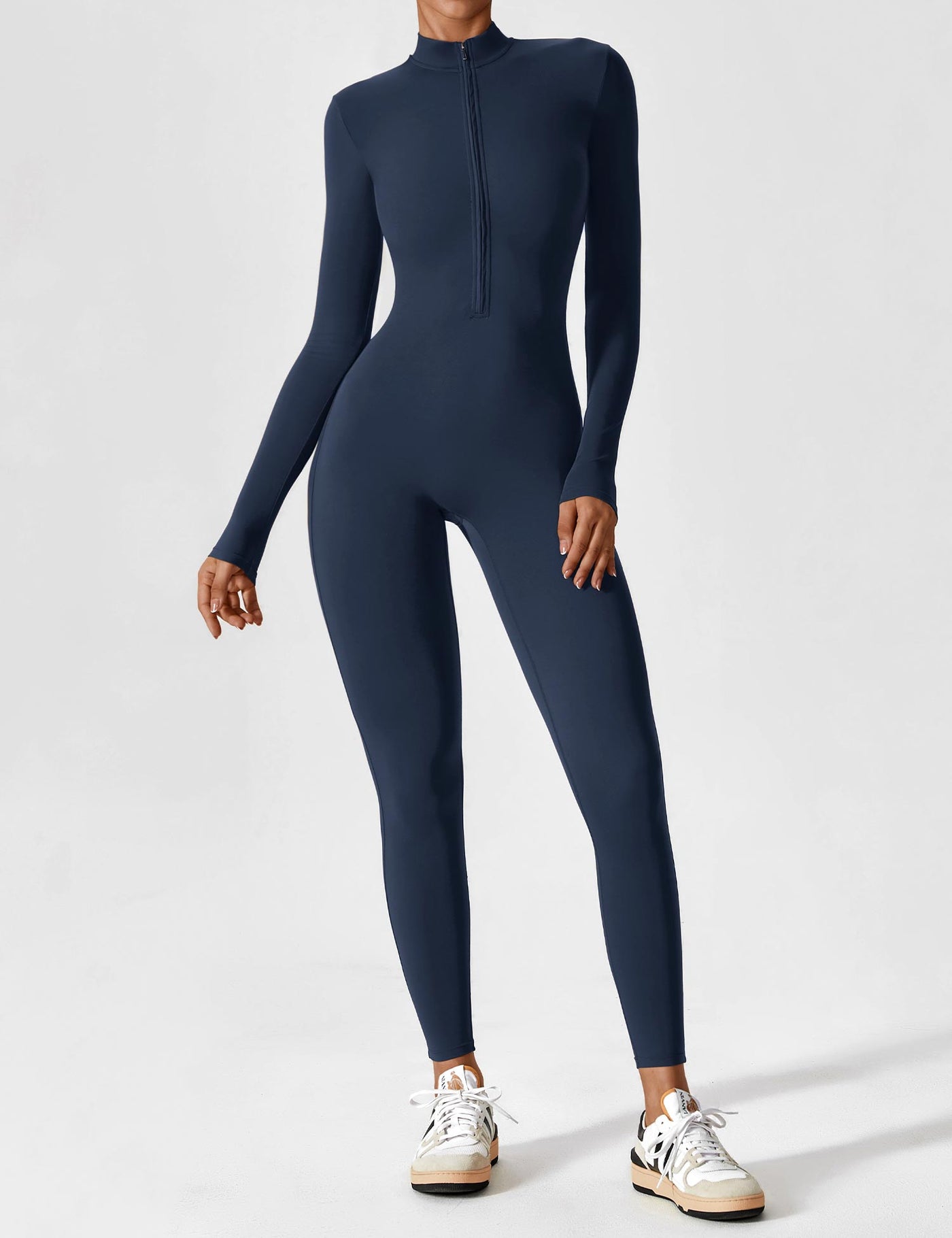 SleekFit Langarm-Jumpsuit mit Reißverschluss