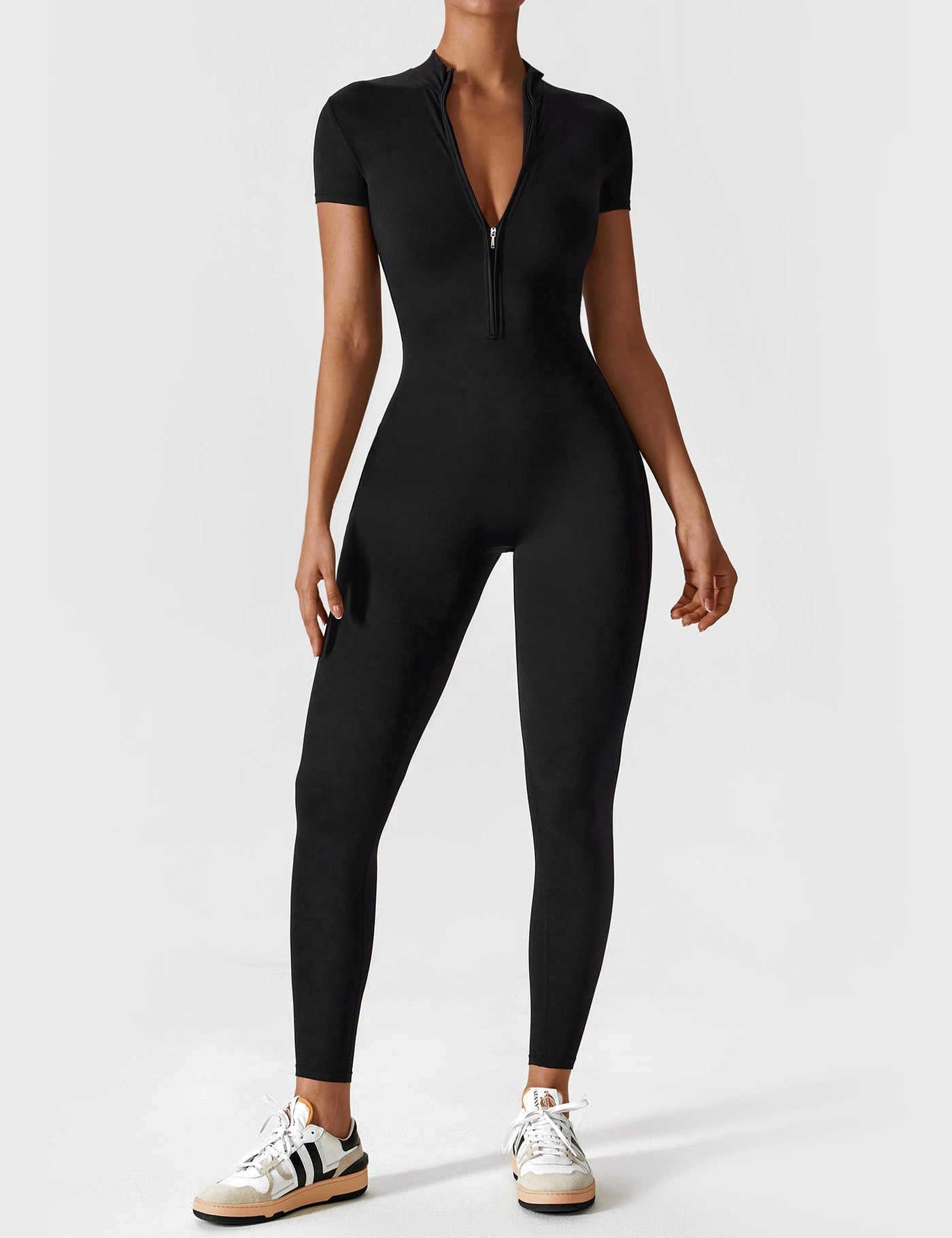 SleekFit Langarm-Jumpsuit mit Reißverschluss